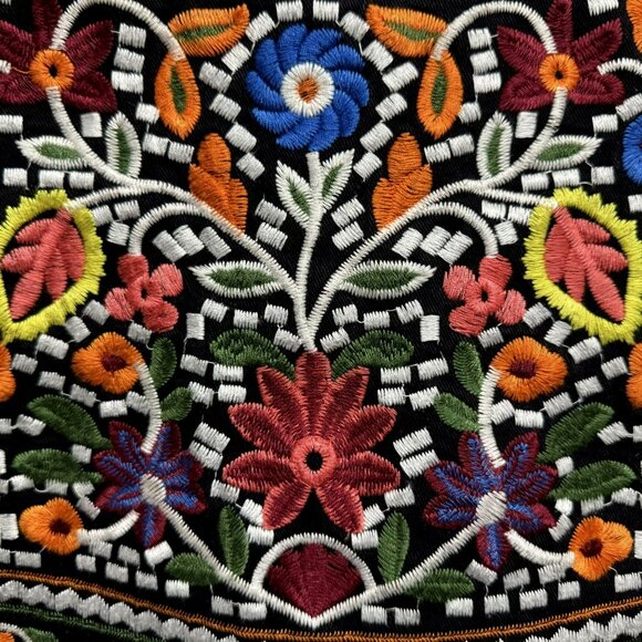 Lulus Multicolor Boho Don’t Stop The Party Embroidered Black Mini Skirt Sz XS - Picture 4 of 9